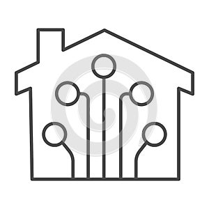 Building connections thin line icon, smart home concept, technology vector sign on white background, electrical covering