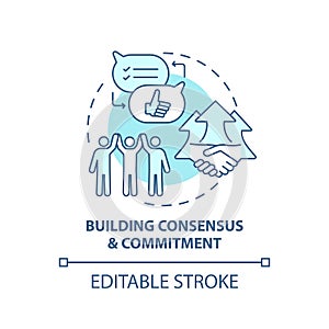 Building consensus and commitment concept icon