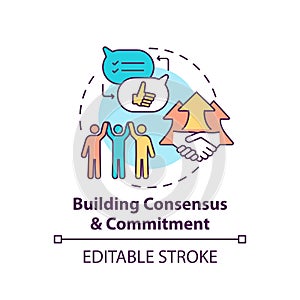 Building consensus and commitment concept icon