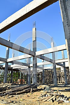 Building construct site and blue sky