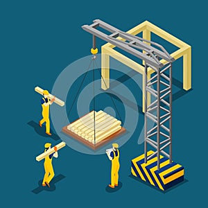 Building Construction Beginning Isometric Banner