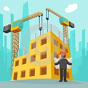 Building construction cartoon vector illustration