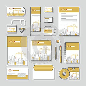 Building construction corporate identity template Stationery design set and Business stationery