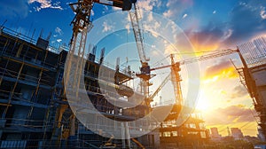 The building construction cranes.AI generated image