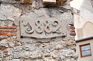 Building construction date of 1882 in Barcelona Spain