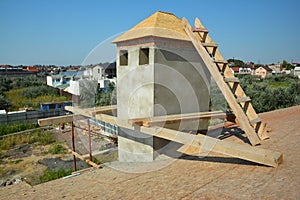 Building construction house roof chimney