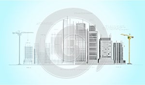 Building construction plan facades architectural sketch.