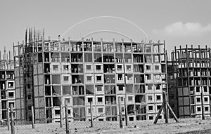 Building Construction Site in Black and White Look