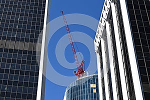 Building construction in Vancouver. Construction crane