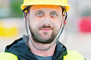 Building construction worker engineer posing