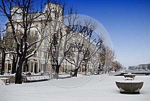 El edificio a la nieve en Croacia 