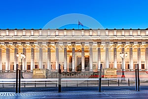 building of courthouse Cour de Appel in Lyon, France. Photo taken at blue hour in twilight