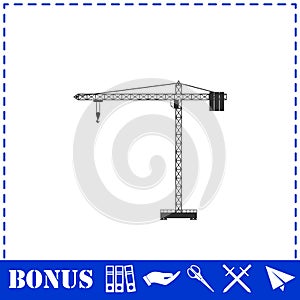 Building crane icon flat