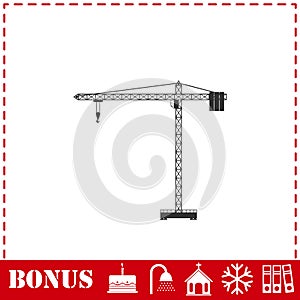 Building crane icon flat