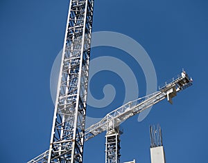 Building cranes in operation