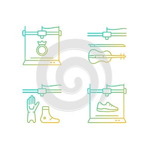 Building 3d objects process gradient linear vector icons set