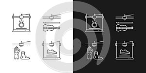 Building 3d objects process linear icons set for dark and light mode
