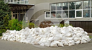 Building debris in bags pile of bags