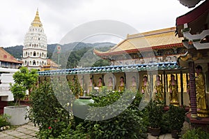 Building and decoration of Kek Lok Si Chinese and Buddhist temple