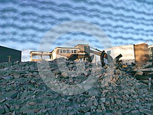 Building demolition destroy and destruct