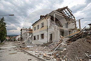 Building demolition in progress