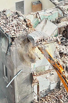 Building demolition in progress, view from above