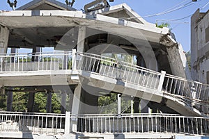 Building destroyed after earthquake