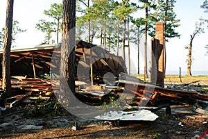 Building destroyed by storm