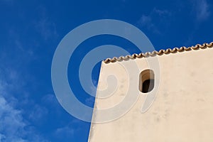 Building detail against a blue sky