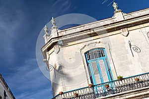 Building Detail in Plaza de la Catedral in Old Havana, Cuba