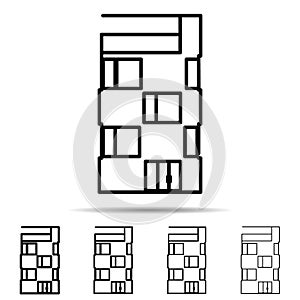 Building different shapes icon. Simple thin line, outline vector of Building icons for UI and UX, website or mobile application