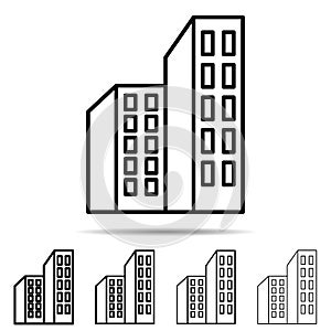 Building different shapes icon. Simple thin line, outline vector of Building icons for UI and UX, website or mobile application