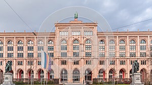 Building of the district government of Upper Bavaria or Regierung von Oberbayern timelapse. Munich, Germany