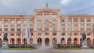 Building of the district government of Upper Bavaria or Regierung von Oberbayern timelapse. Munich, Germany