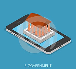 Building E-government Phone business Isometric Fla