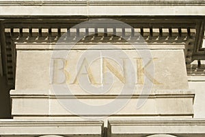 Building Edifice With BANK Engraving. photo