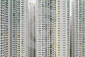 Building exterior of Hong Kong apartment, abstract view