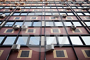 Building facade with air conditioners