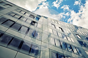 Building facade with blue sky