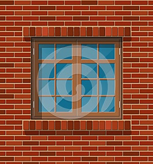 Building facade. Classic window in brick wall.