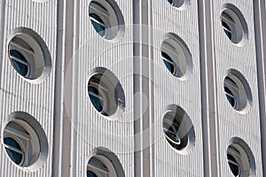 Building facade features circular windows