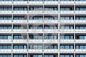 Building facade full frame. Residential building with a lot of balconies