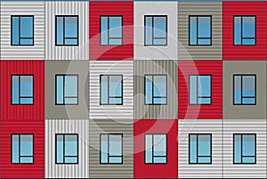 Building facade illustration - apartment house vector graphic