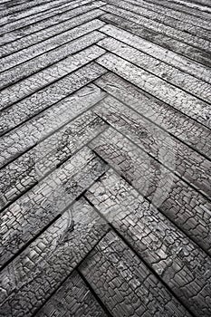 Building facade made of burnt shou sugi ban wooden boards . Sho Sugi Ban Yakisugi is a traditional Japanese method