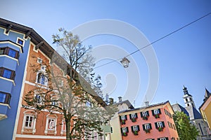 Building facade in medieval town of Kitzbuhel, Austria