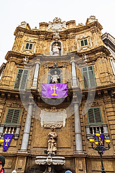 A building facade in the Quattro Canti of Palermo