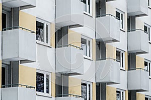 Building facade, window and balcony pattern