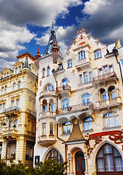 Building facades in Karlovy Vary