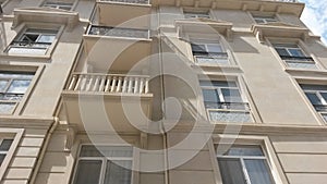 Building fasade of Baku white city apartment