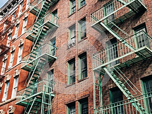 A building with fire escapes, West Village, Manhattan, New York City